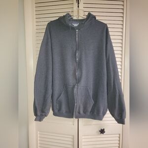 Jerzees Dark Gray Zip-Up Sweater Size XL
